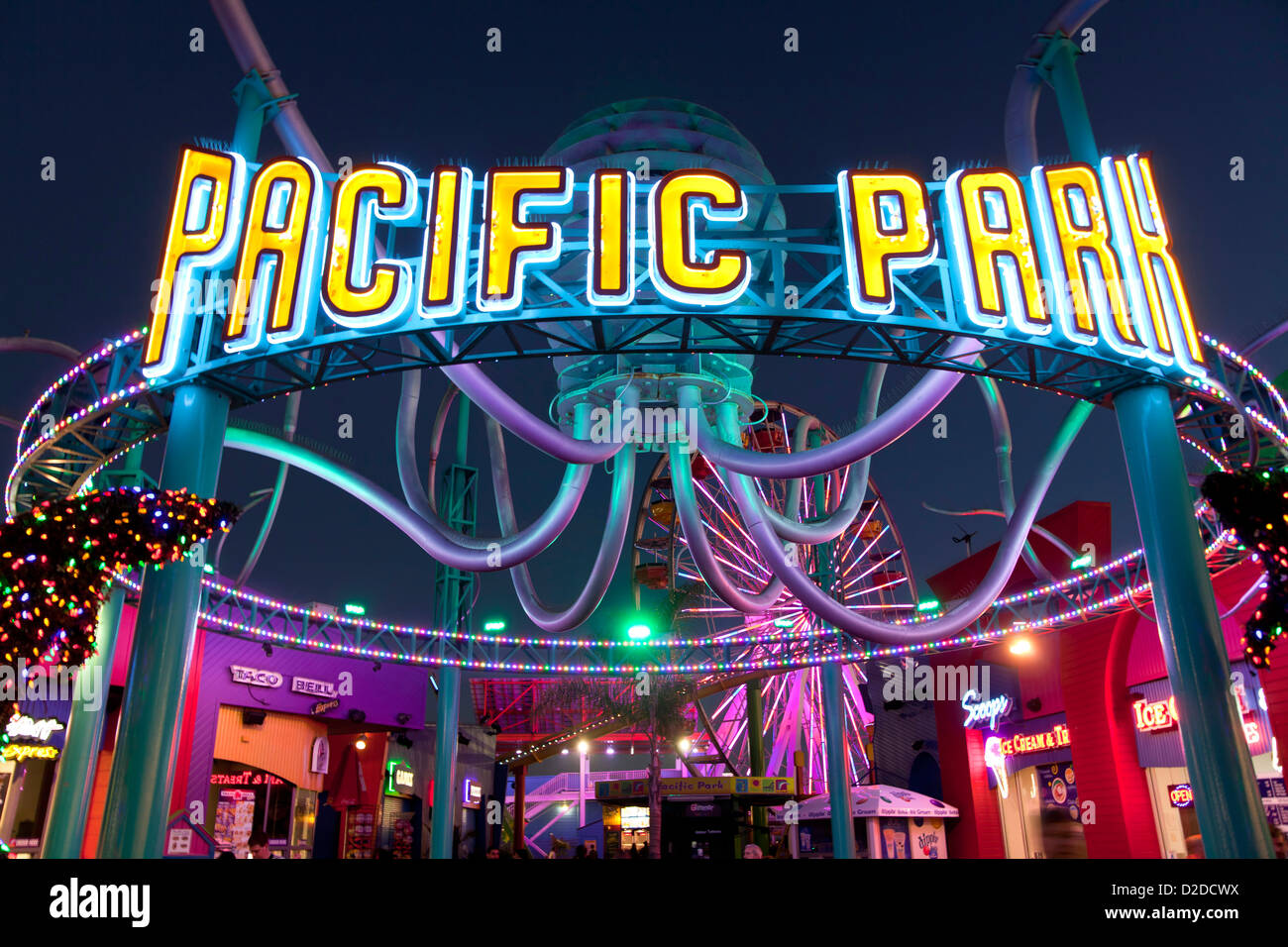 Vergnügungspark Pacific Park am Santa Monica Pier, Santa Monica, Los Angeles County, California, Vereinigte Staaten von Amerika, USA Stockfoto