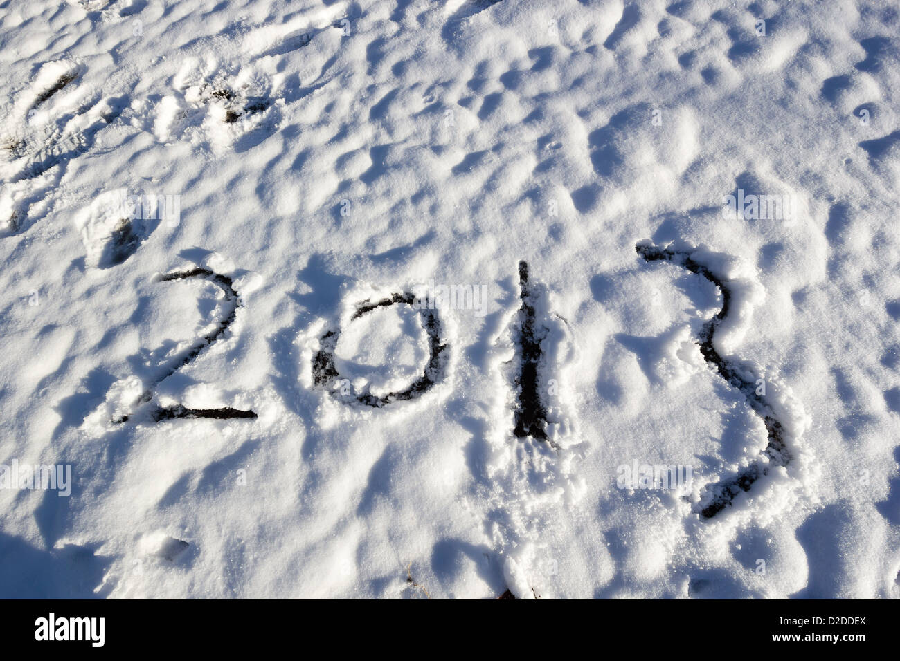 2013 im Schnee geschrieben Stockfoto