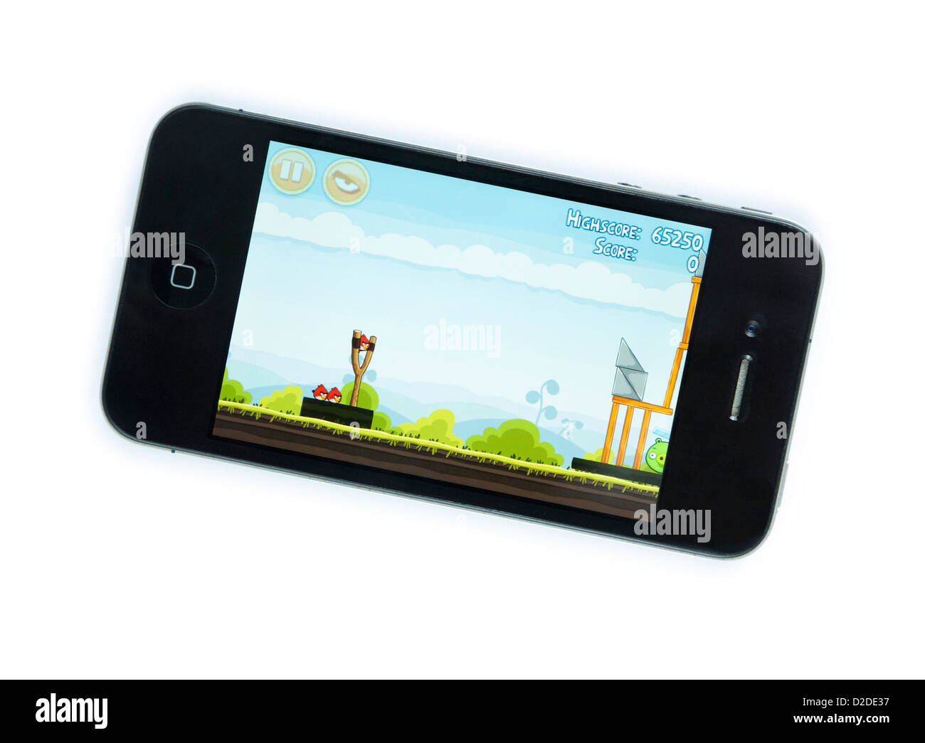 Angry Birds spielen auf dem iPhone Stockfoto