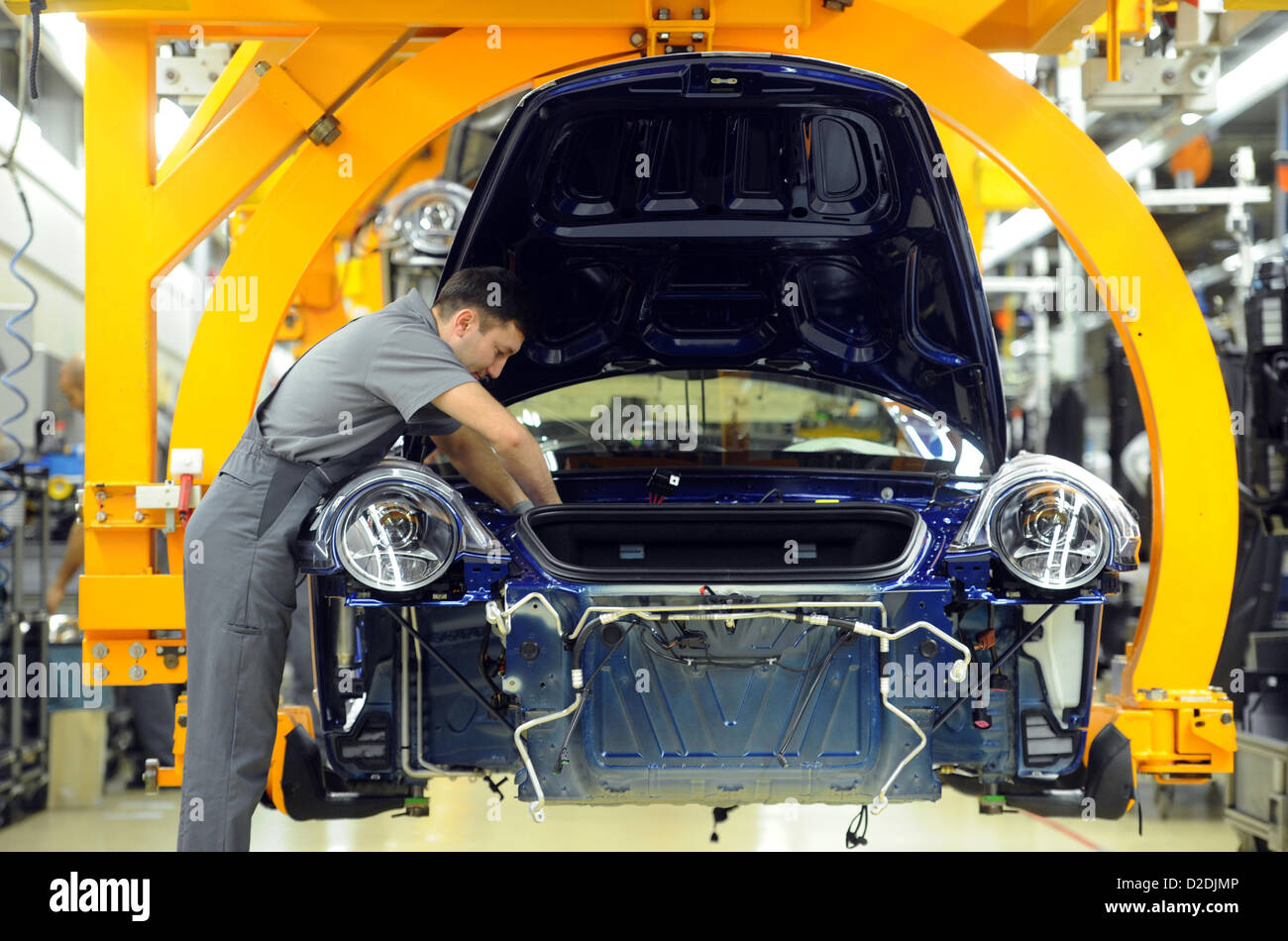 Porsche-Produktion in Stuttgart-Zuffenhausen am 24. Januar 2012 - Porsche 911. Stockfoto