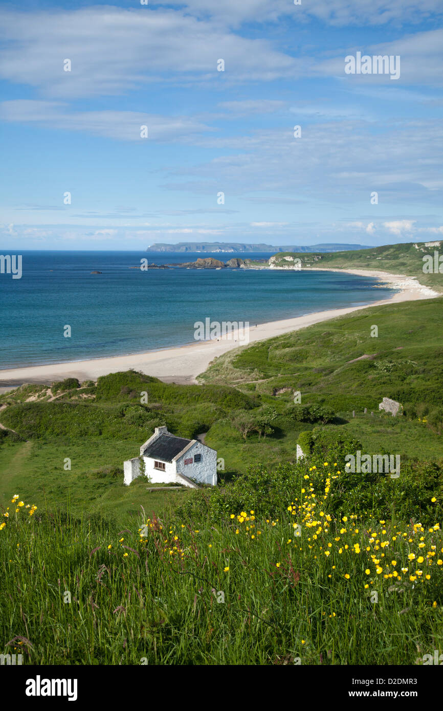 Blick über Whitepark Bay, Causeway-Küste, County Antrim, Nordirland. Stockfoto