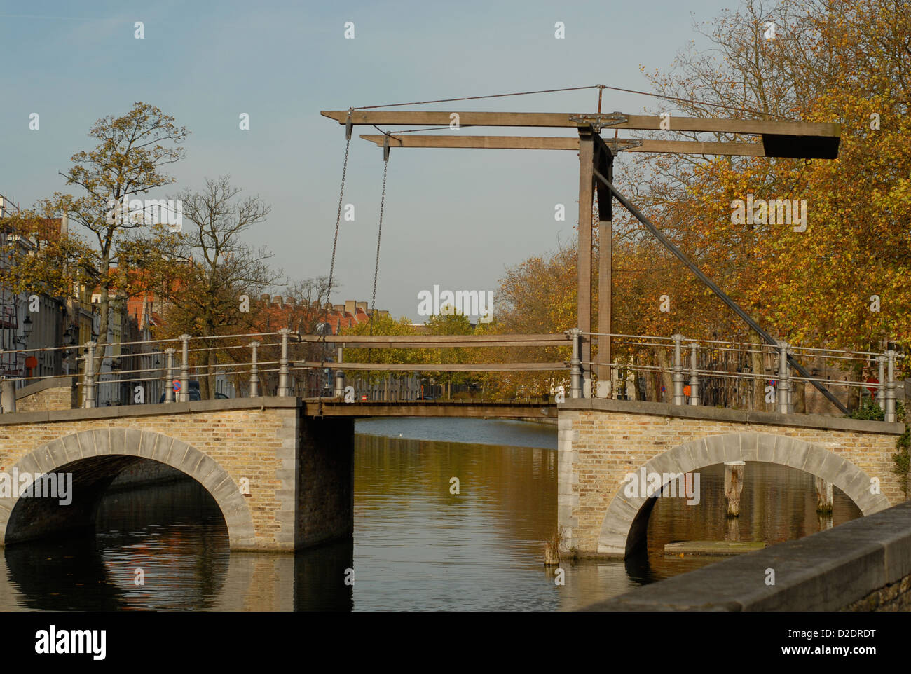 Zugbrücke über den Kanal in Brügge Belgien Stockfoto