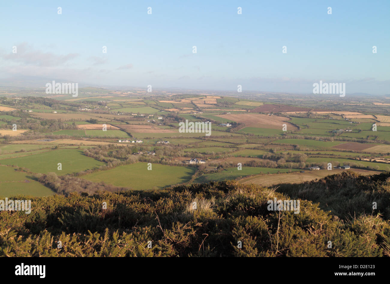 Blick vom Gipfel der John F. Kennedy Arboretum, Co. Wexford, Irland. Stockfoto