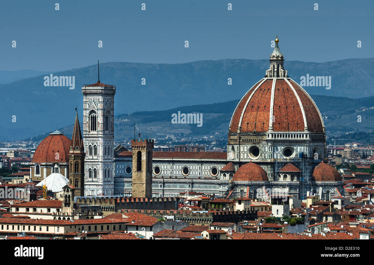 Kathedrale von Florenz und Campanile Turm im gotischen Stil, Toskana, Italien. Stockfoto