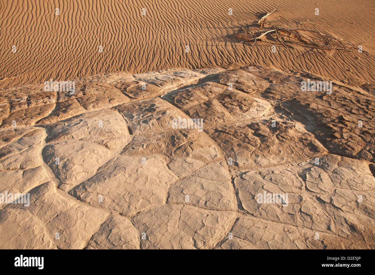 Stein-Muster in den Sand zu Mesquite flachen Dünen in der Nähe von Stovepipe Wells, Death Valley Nationalpark, Kalifornien. Stockfoto
