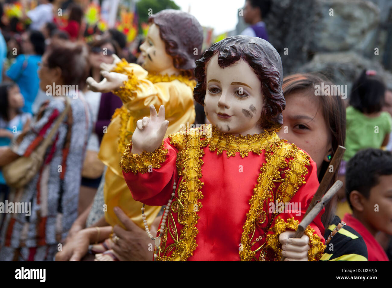 Santo Nino Figur, Ati-Atihan Festival 2013, Kalibo, Aklan, Philippinen Stockfoto