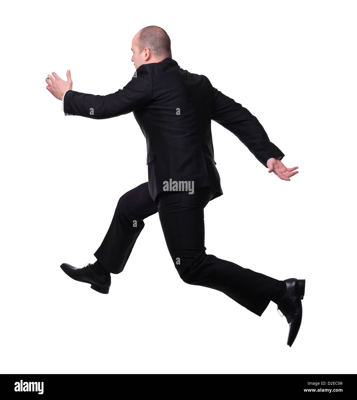 isolierte Geschäftsmann im laufenden pose Stockfoto