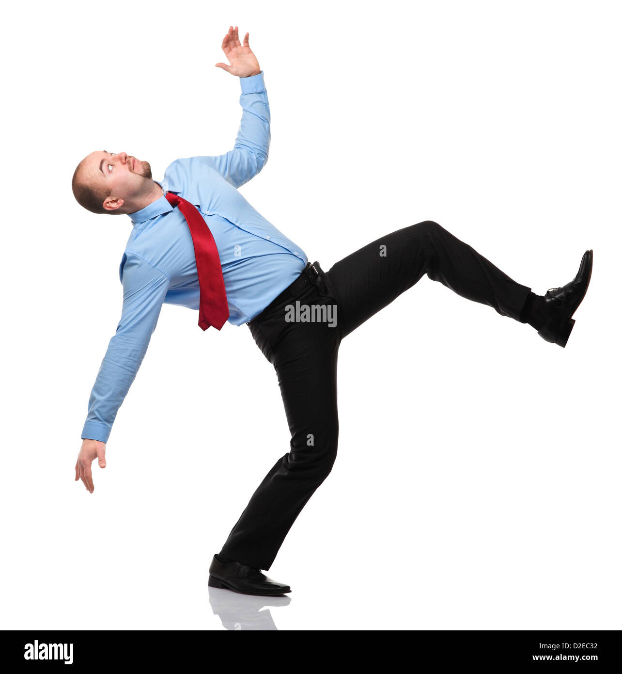 Kaukasische Geschäftsmann in lustige ausgeglichen-pose Stockfoto