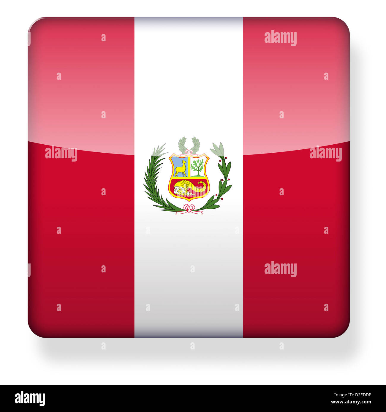 Peru-Flagge als ein app-Symbol. Clipping-Pfad enthalten. Stockfoto