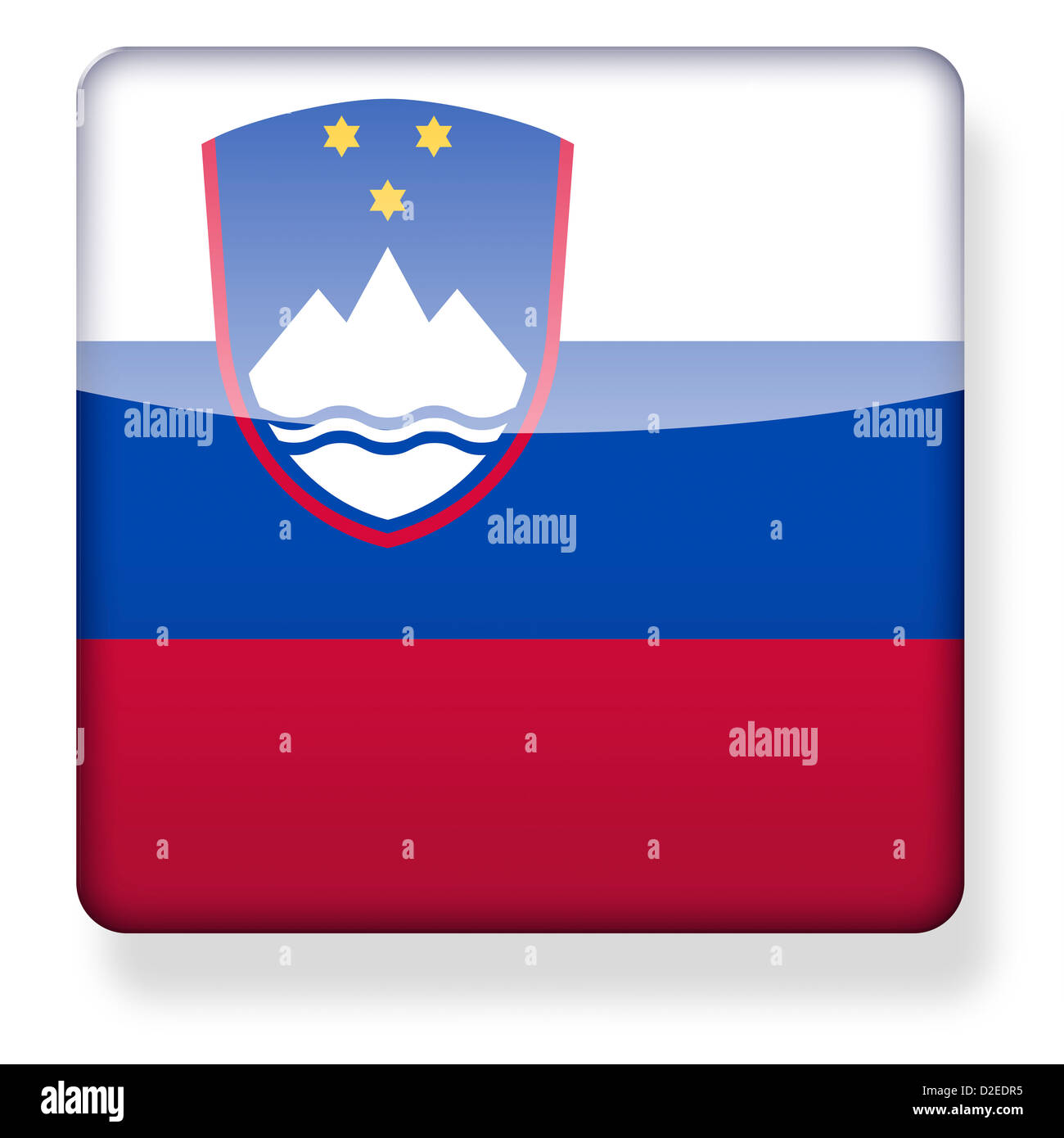 Slowenien-Flagge als ein app-Symbol. Clipping-Pfad enthalten. Stockfoto