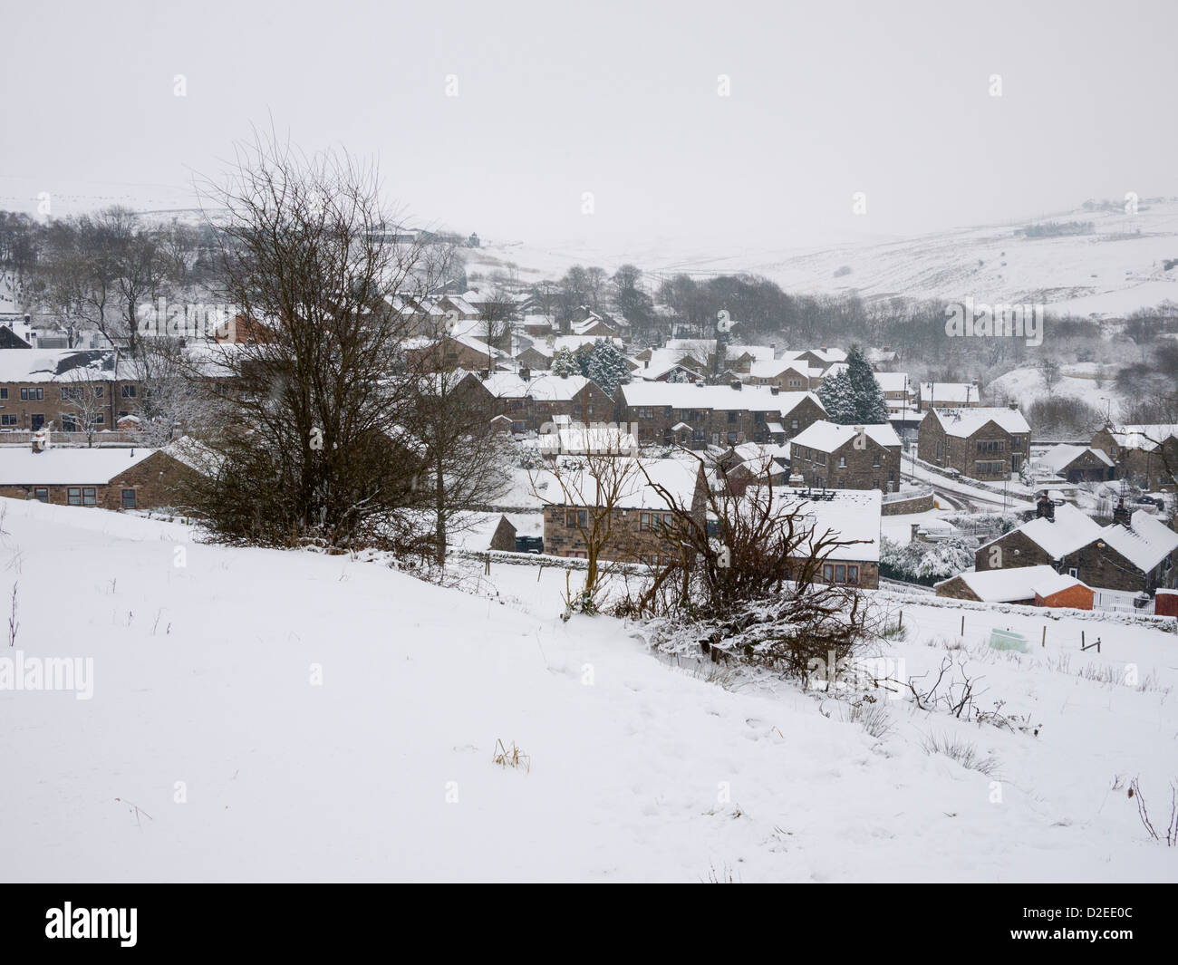 Winter-Szene von Denshaw Dorf, Oldham, größere Manchester, UK. Stockfoto