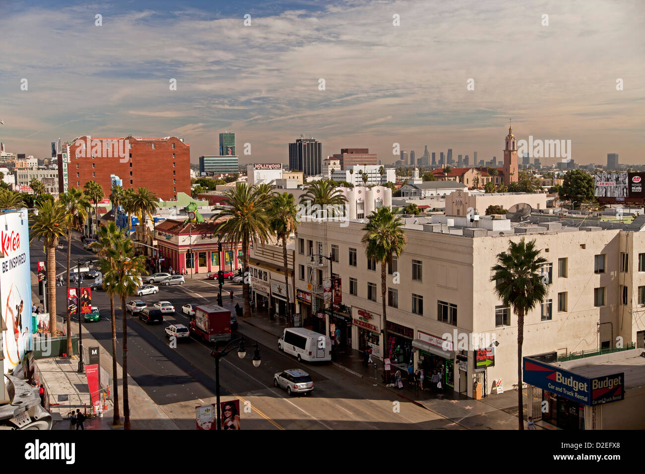 Blick über Hollywood, Downtown LA, Hollywood, Los Angeles, California, Vereinigte Staaten von Amerika, USA Stockfoto