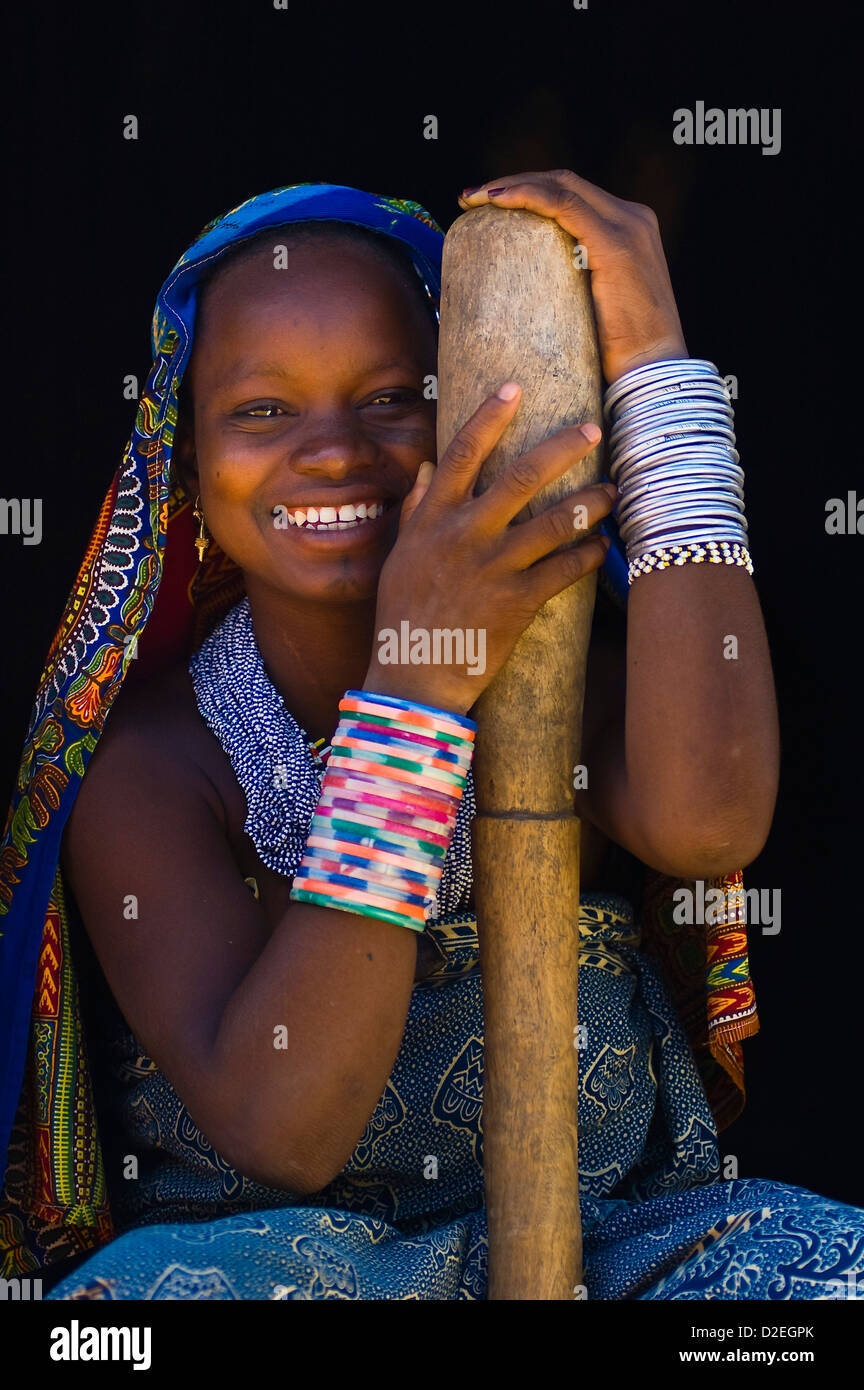 Benin, Alibori County, Kuru, Alou Salamakou Fula Volksgruppe Stockfoto