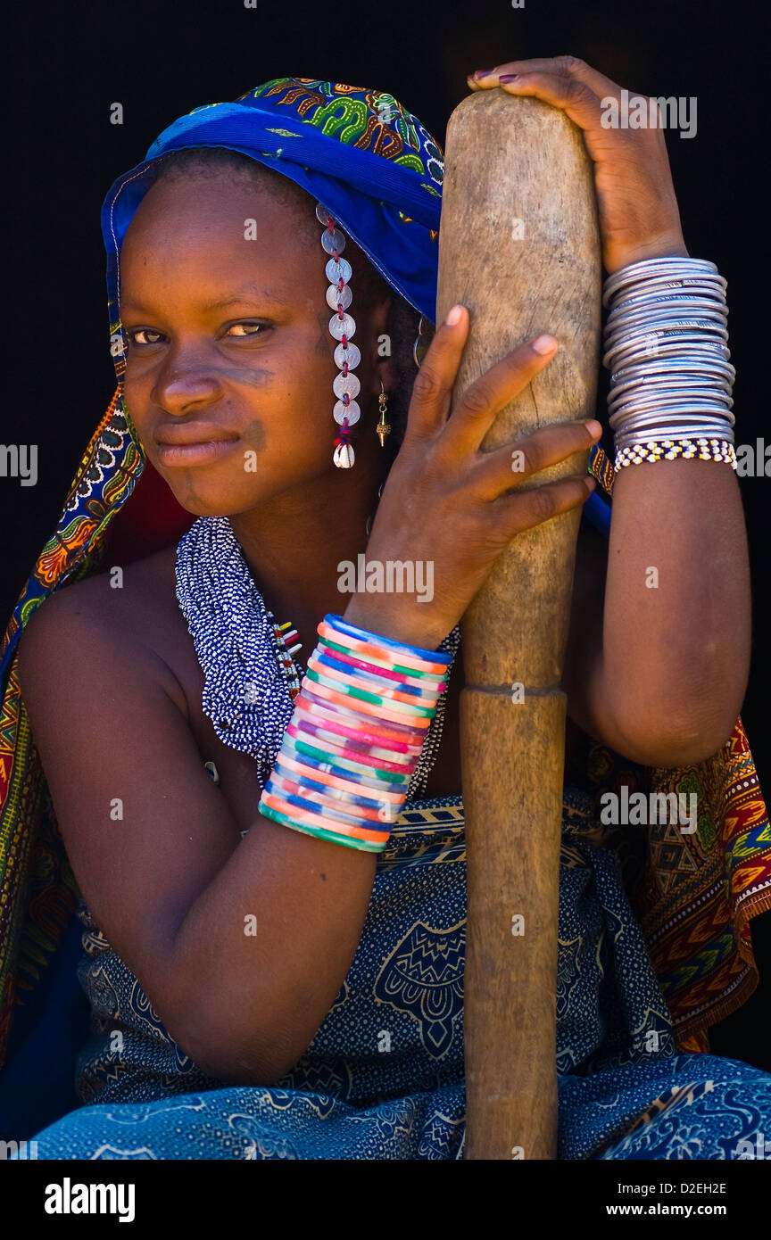 Benin, Alibori County, Kuru, Alou Salamakou Fula Volksgruppe Stockfoto