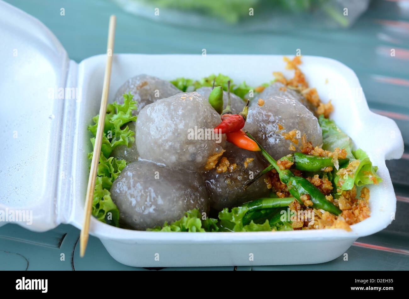 Tapioka Schweinefleisch in Thai Indiomarkt essfertig Stockfoto