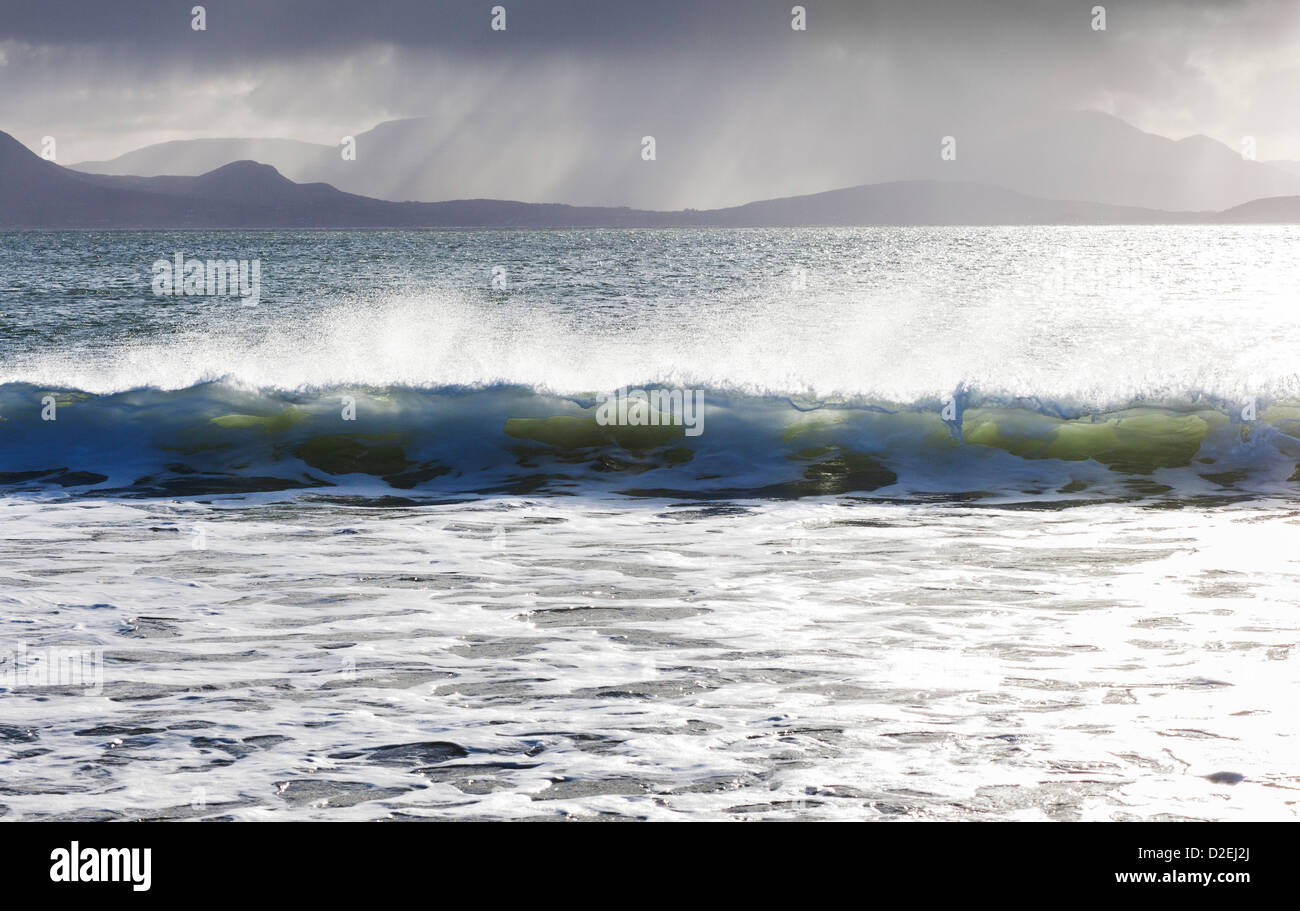 Der Atlantik vor Mulranny Strand an der Küste des County Mayo, Irland Stockfoto