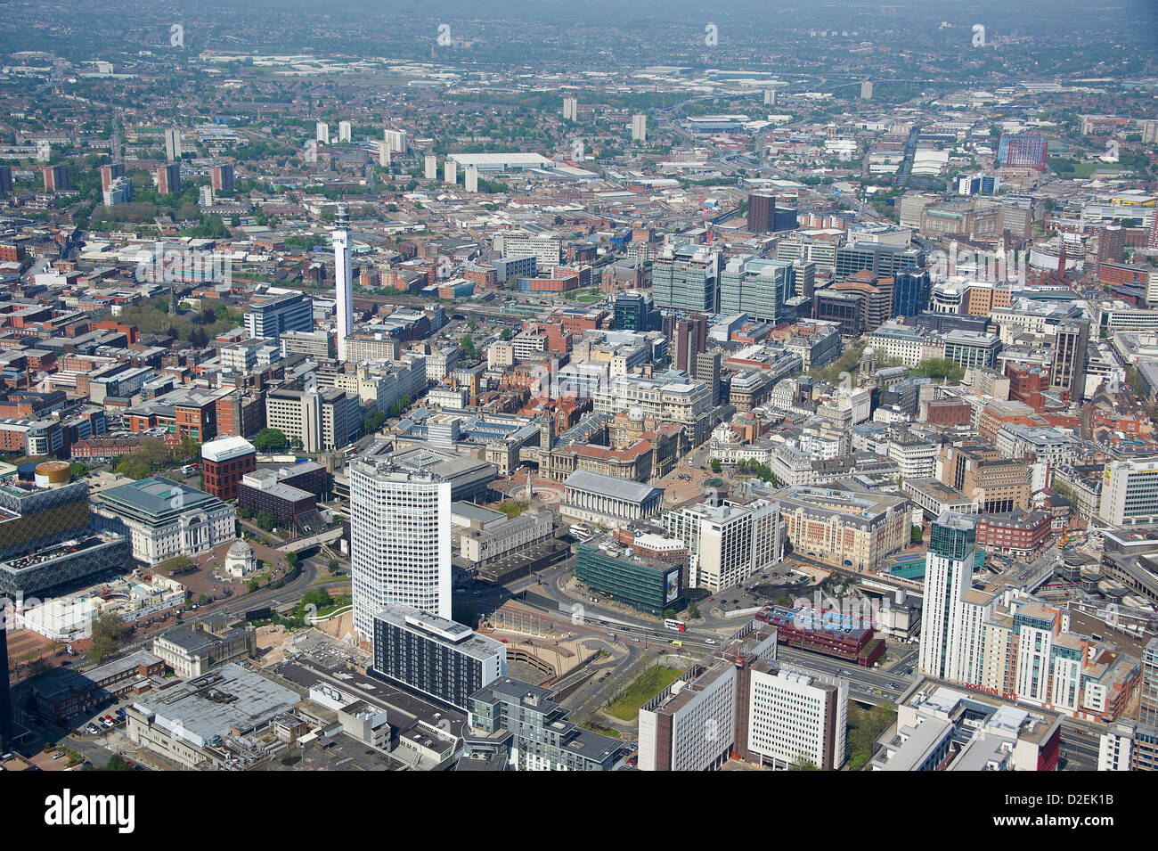 Stadtzentrum von Birmingham aus der Luft, West Midlands, UK Stockfoto