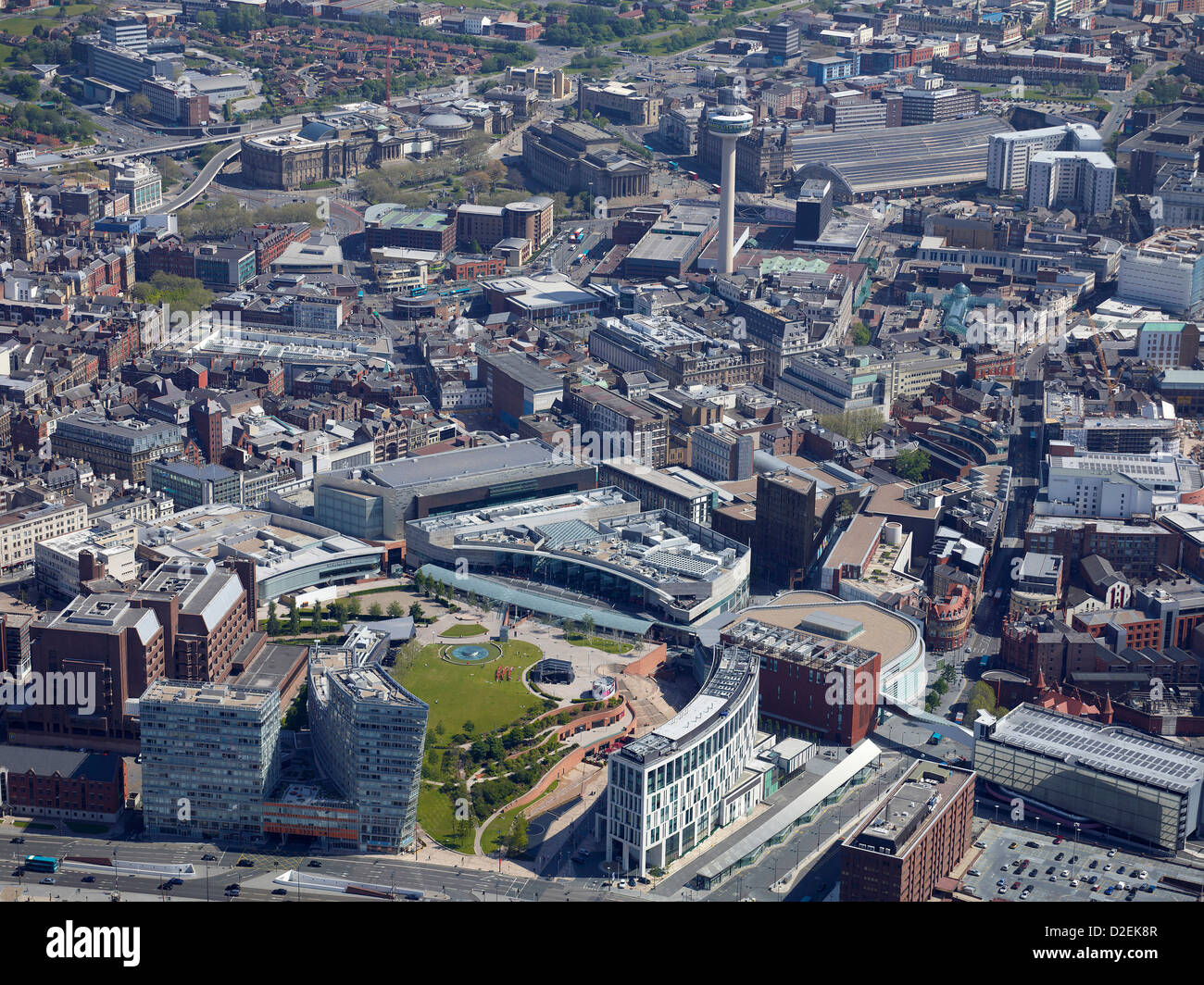 Stadtzentrum von Birmingham aus der Luft, West Midlands, UK Stockfoto