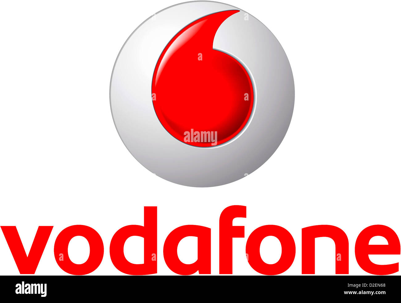 Logo der britischen Mobilfunkgesellschaft Vodafone mit Sitz in Newbury in der Nähe von London. Stockfoto