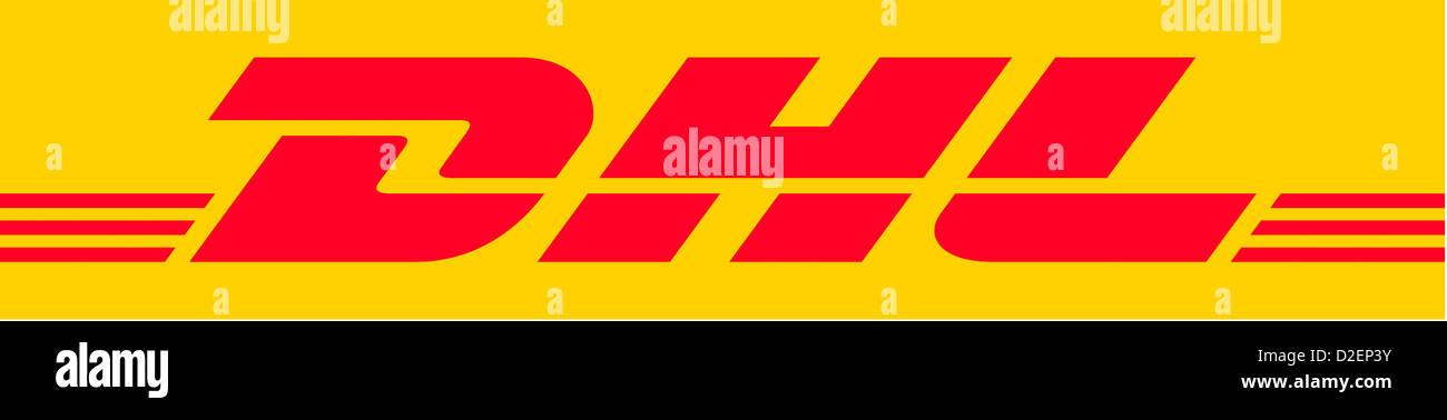 Logo des deutschen Logistikunternehmens DHL. Stockfoto