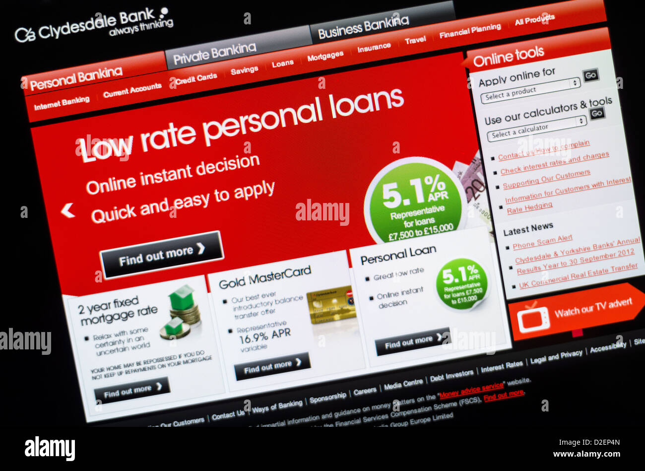 Clydesdale Bank Logo und Website. Stockfoto