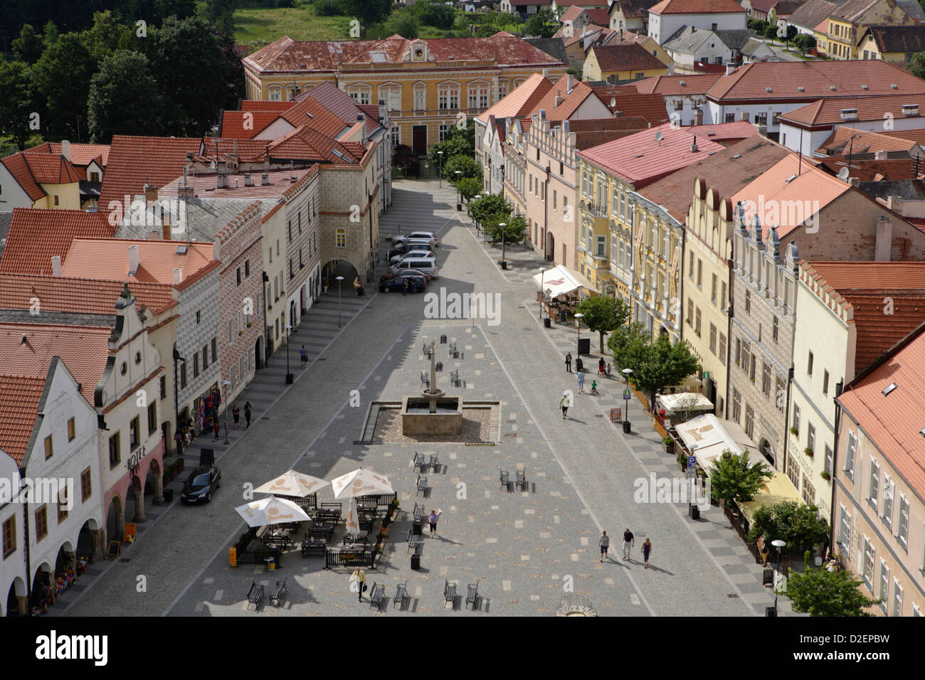 Quadrat, Slavonice (Zlabings Deutsch), Südböhmen, Tschechien. Slavonice liegt an der Grenze zu Österreich Stockfoto