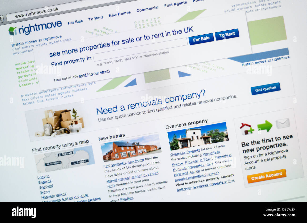 Rightmove Logo und Website hautnah Stockfoto Rightmove Logo und Website hautnah Stockfoto