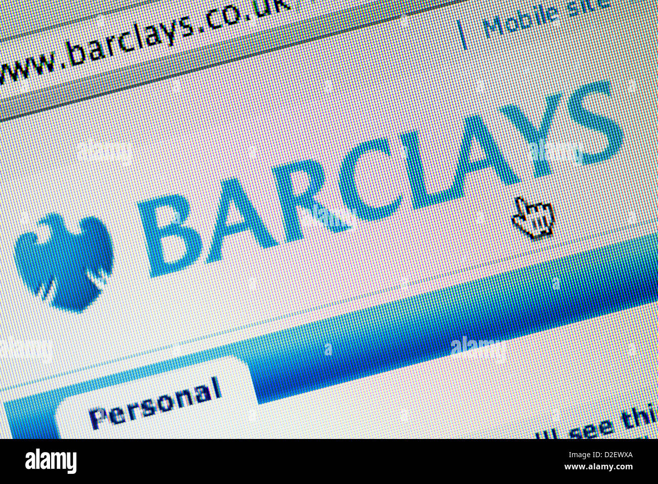 Barclays Bank Logo und Website hautnah Stockfoto