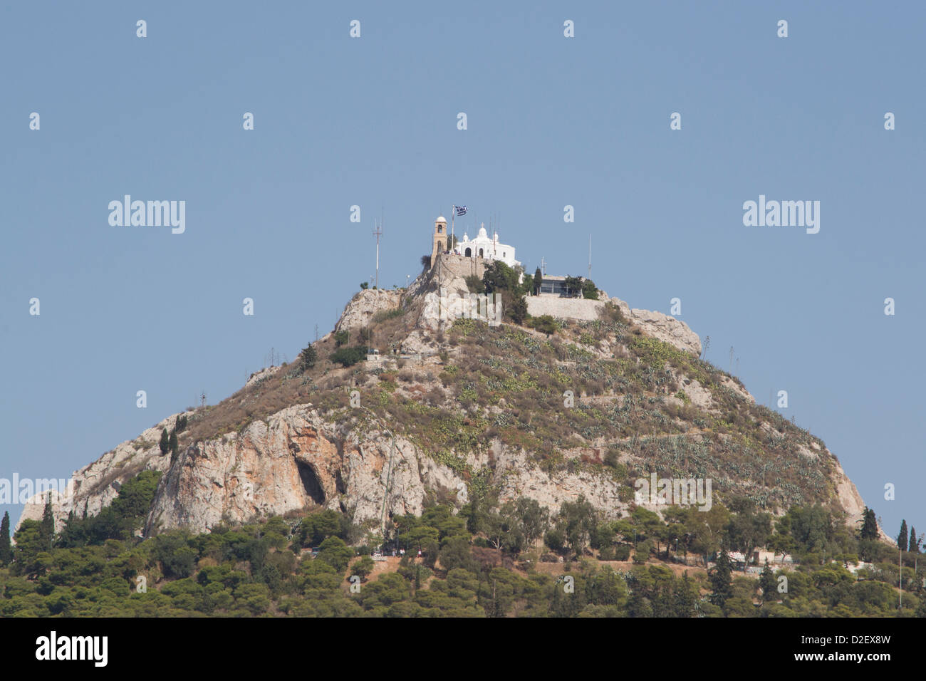Ein Blick auf Mount Lycabettus in Athen. Stockfoto