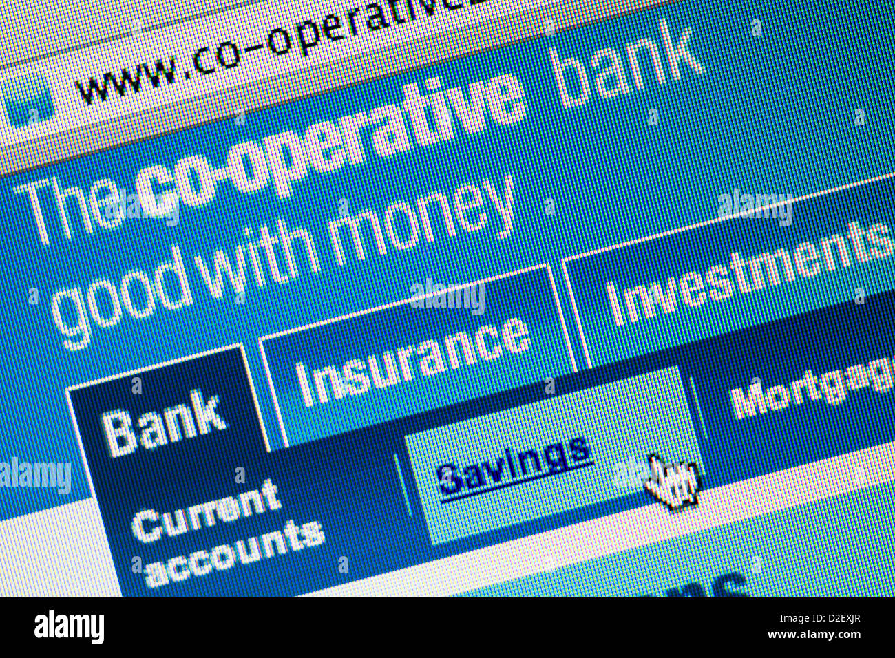 Die Co-Operative Bank Logo und Website hautnah Stockfoto