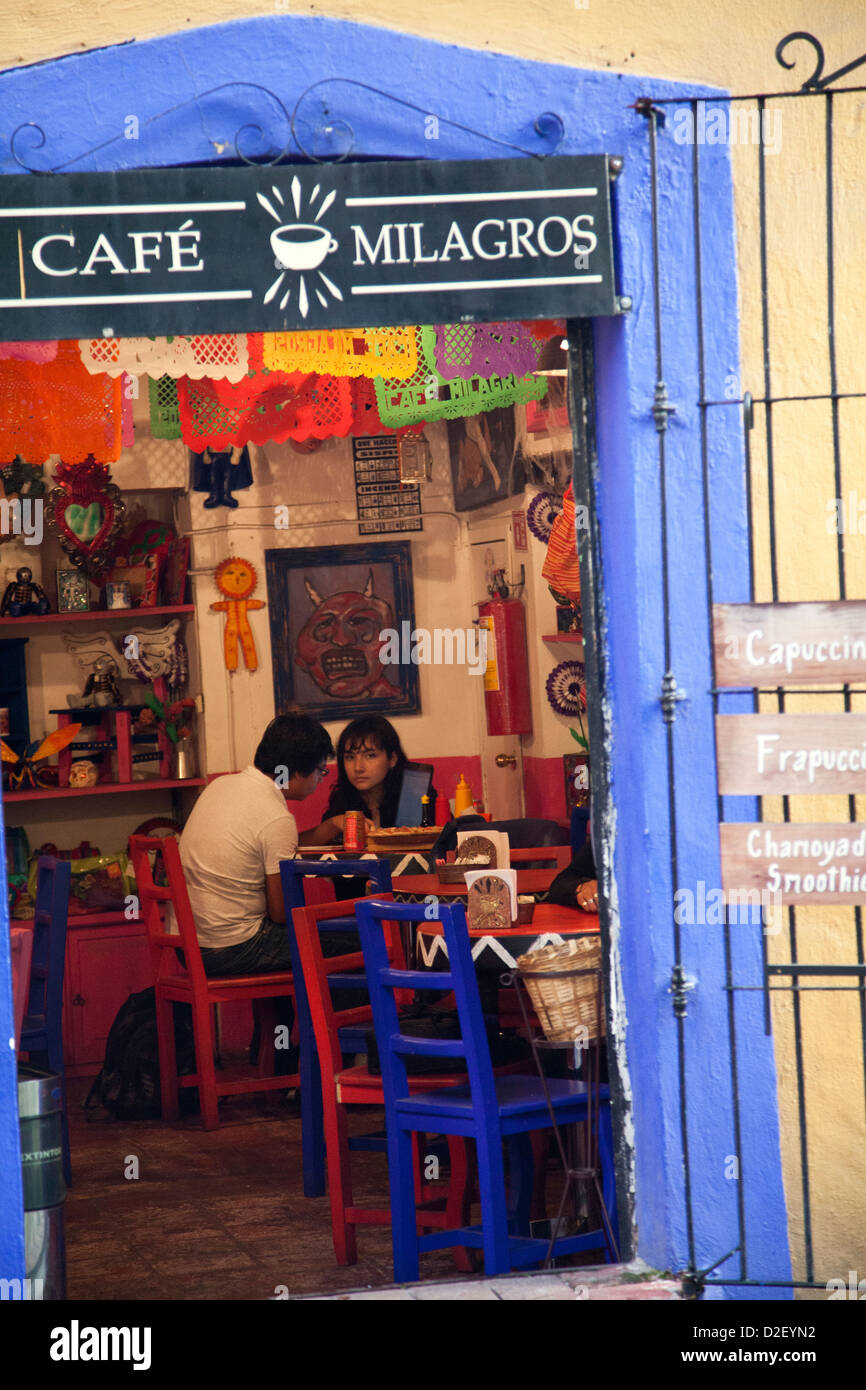Cafe Milagros in DowntownPuebla - Mexiko Stockfoto