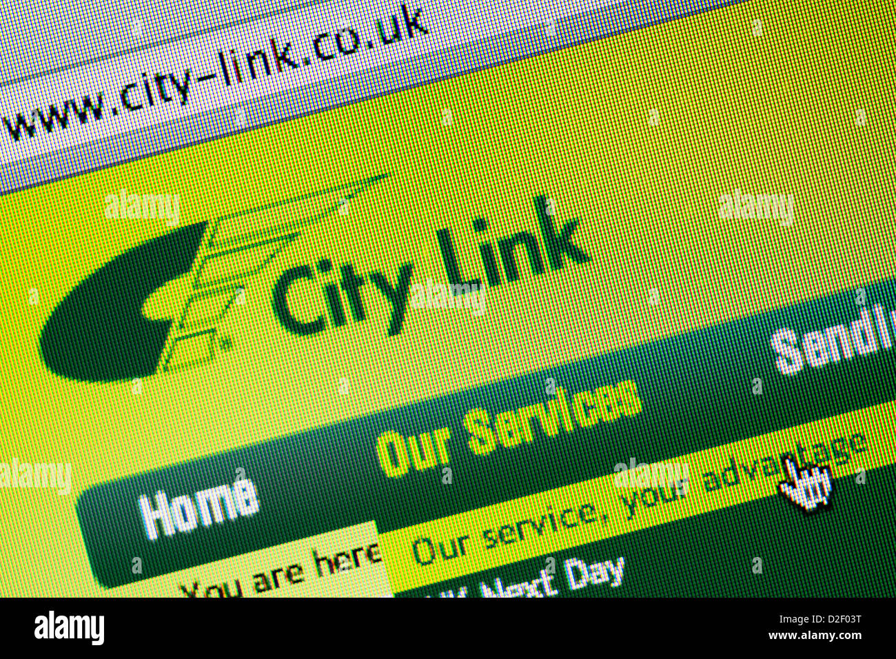 City Link Logo und Website hautnah Stockfoto