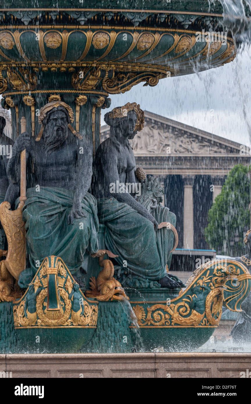 La Fontaine des Mers (Brunnen der Meere), Jacques Ignace Hittorff, Place De La Concorde, Paris, Frankreich Stockfoto