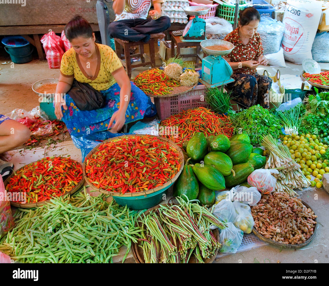 Vientiane Gemüsemarkt Stockfoto