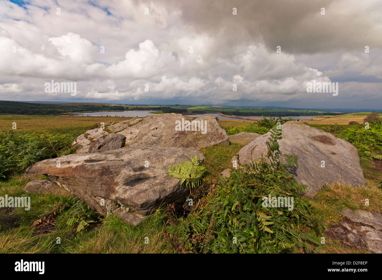Offene Landschaft in der Nähe von Redmires Stauseen im Peak District National Park. Stockfoto