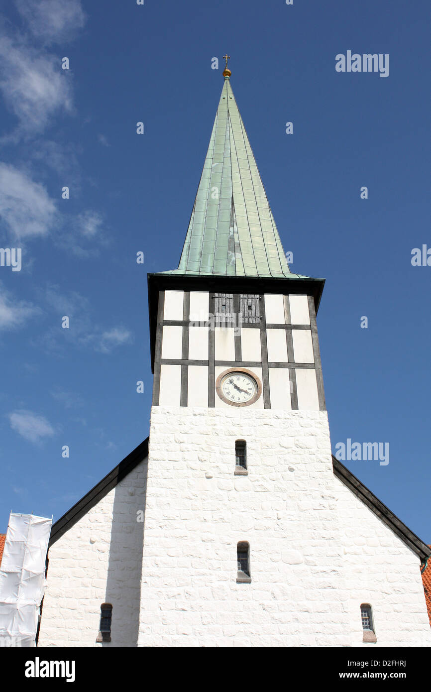 Weiße Kirche von Rönne auf der dänischen Insel Bornholm Stockfoto