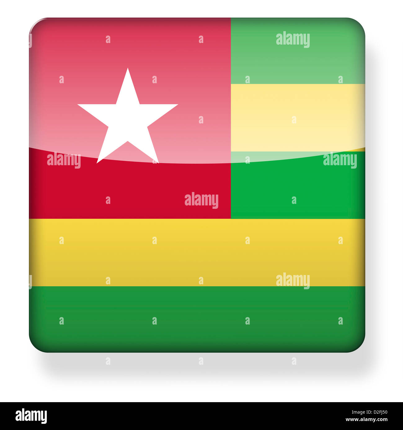 Togo-Flagge als ein app-Symbol. Clipping-Pfad enthalten. Stockfoto