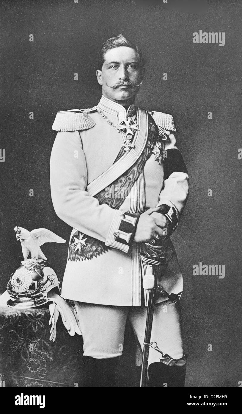 Wilhelm II. als Regimentskommandeur, einheitlich von der Garde du Corps Kürassiere, deutscher Kaiser und König von Preußen, Stockfoto