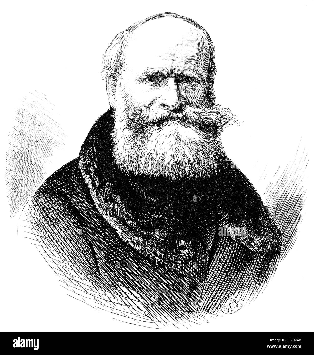 Historische Zeichnung, Porträt von Joseph Ernst von Bandel, 18001876