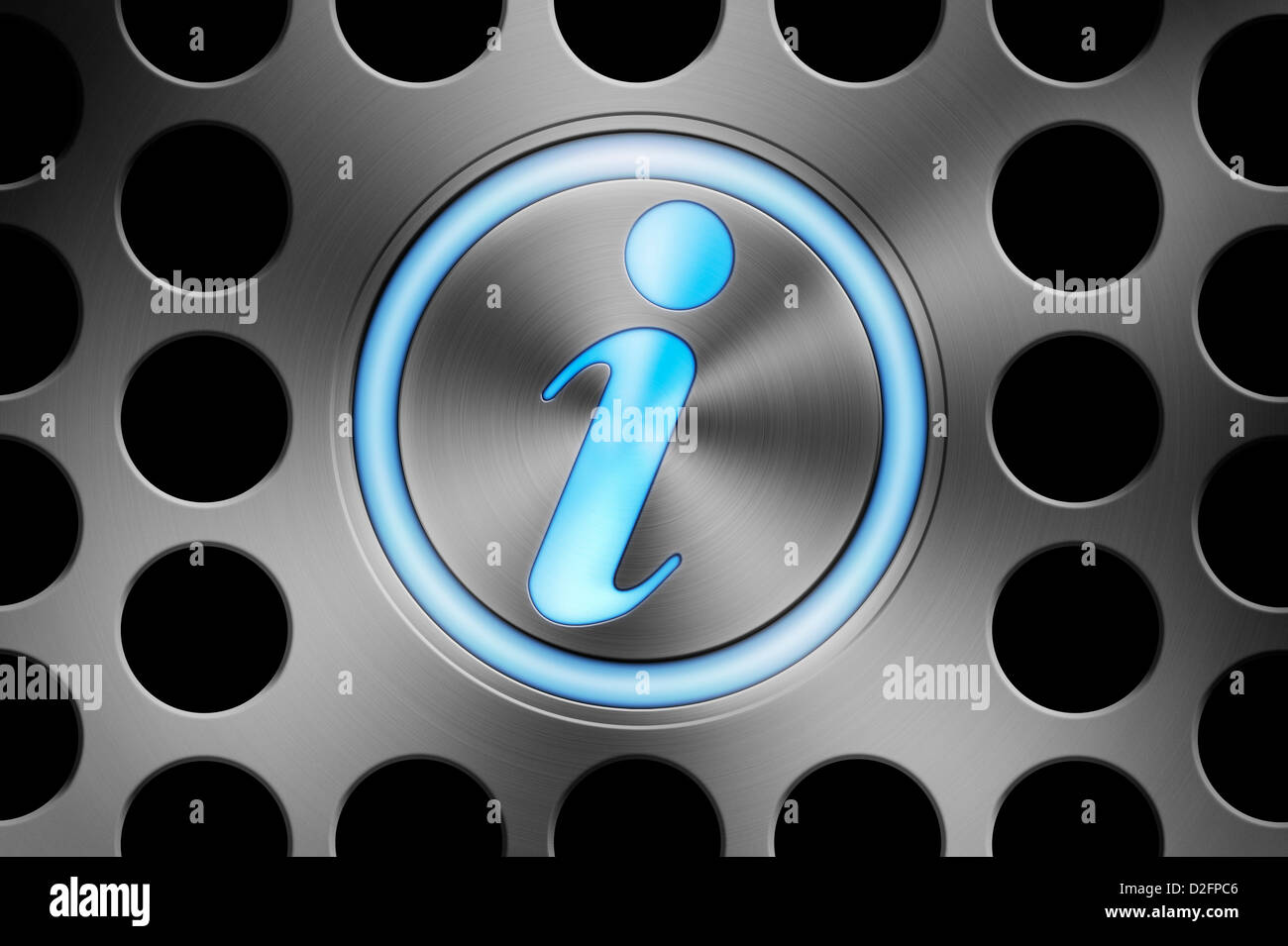 Glühende Informationssymbol auf einem Computer-Hintergrund Stockfoto