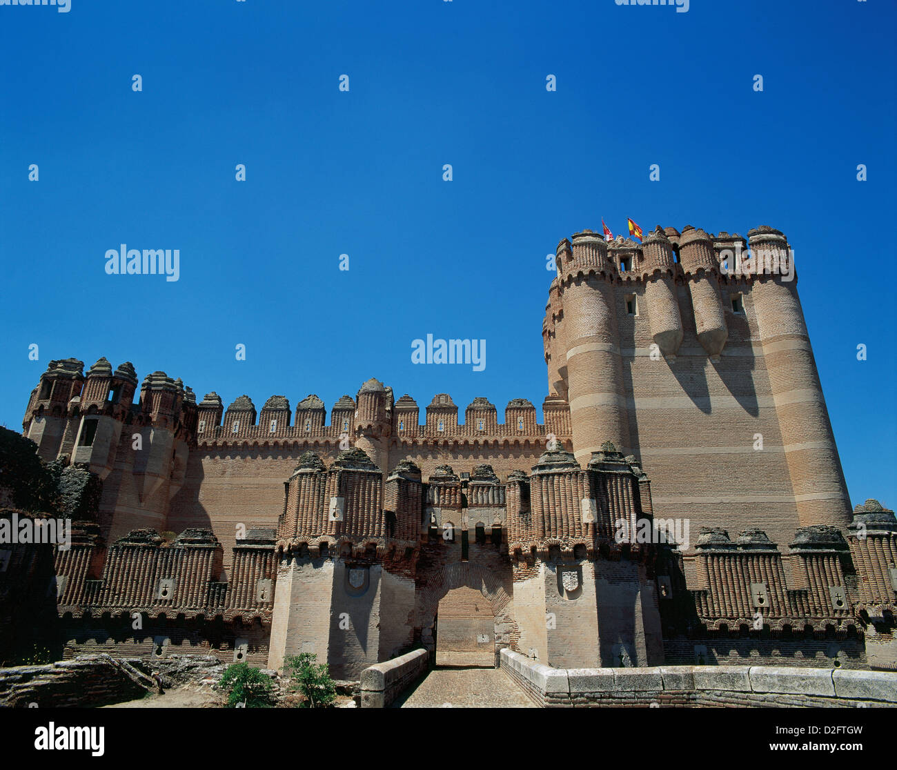 Spanien. Kastilien-León. Coca-Burg. 15. Jahrhundert. Mudejar-Stil. Stockfoto