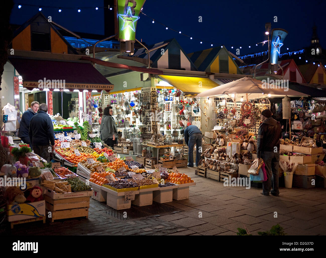 Abend Zeit Marktstände, Norwich, Norfolk, england Stockfoto