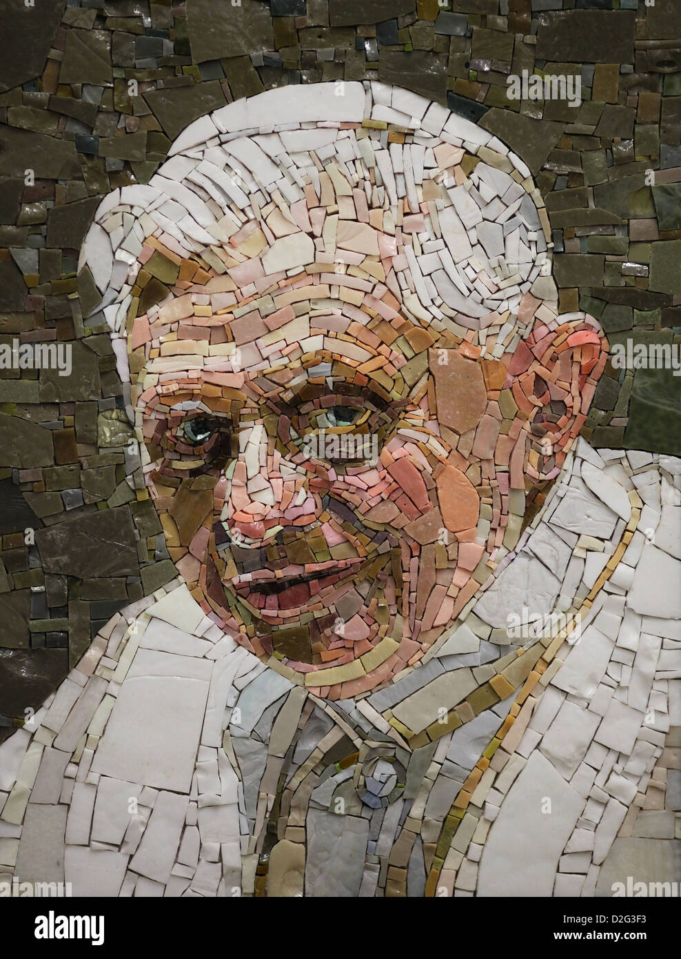 Mosaik von Papst Benedict XVI (Joseph Aloisius Ratzinger), souverän des Staates Vatikanstadt und Führer der katholischen Kirche. Stockfoto