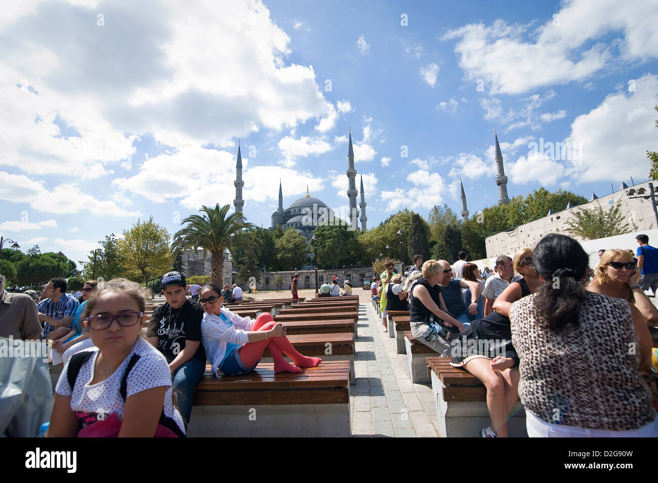 Die blaue Moschee ist eine der wichtigsten Sehenswürdigkeiten Istanbuls. Stockfoto