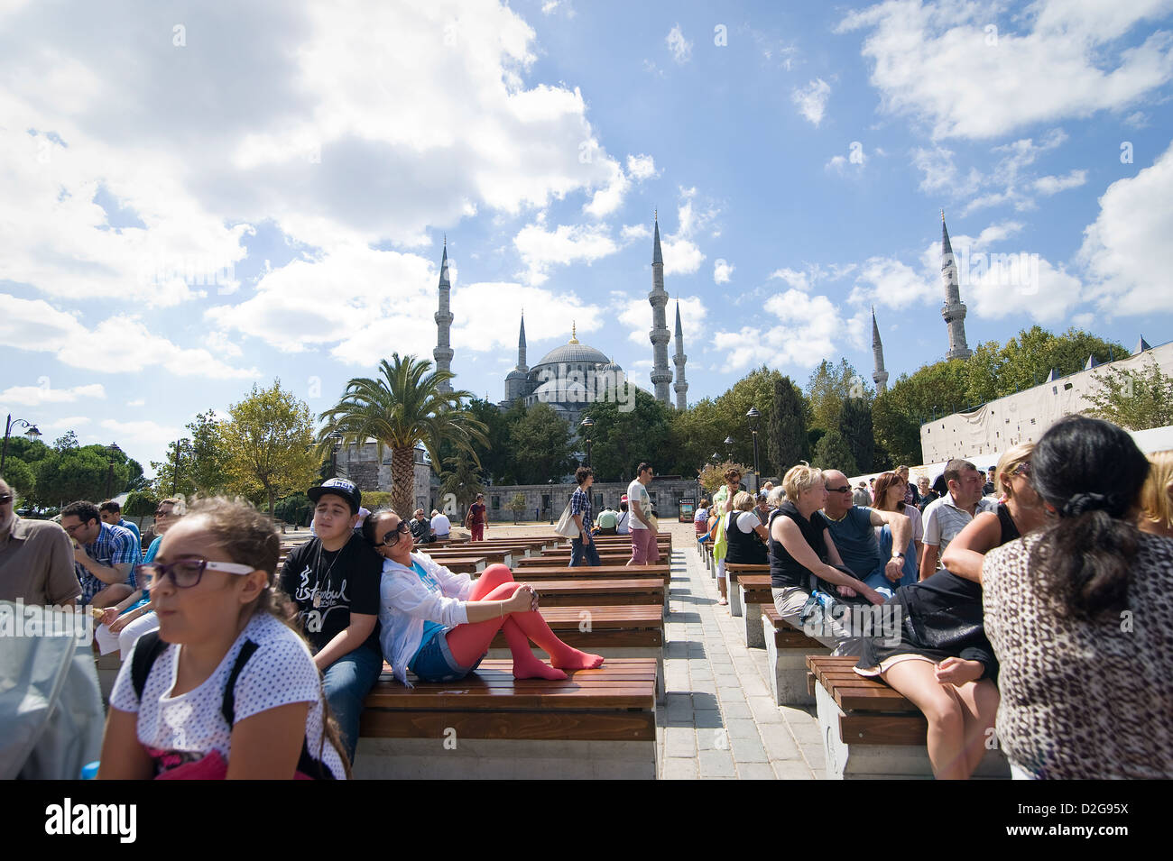 Die blaue Moschee ist eine der wichtigsten Sehenswürdigkeiten Istanbuls. Stockfoto