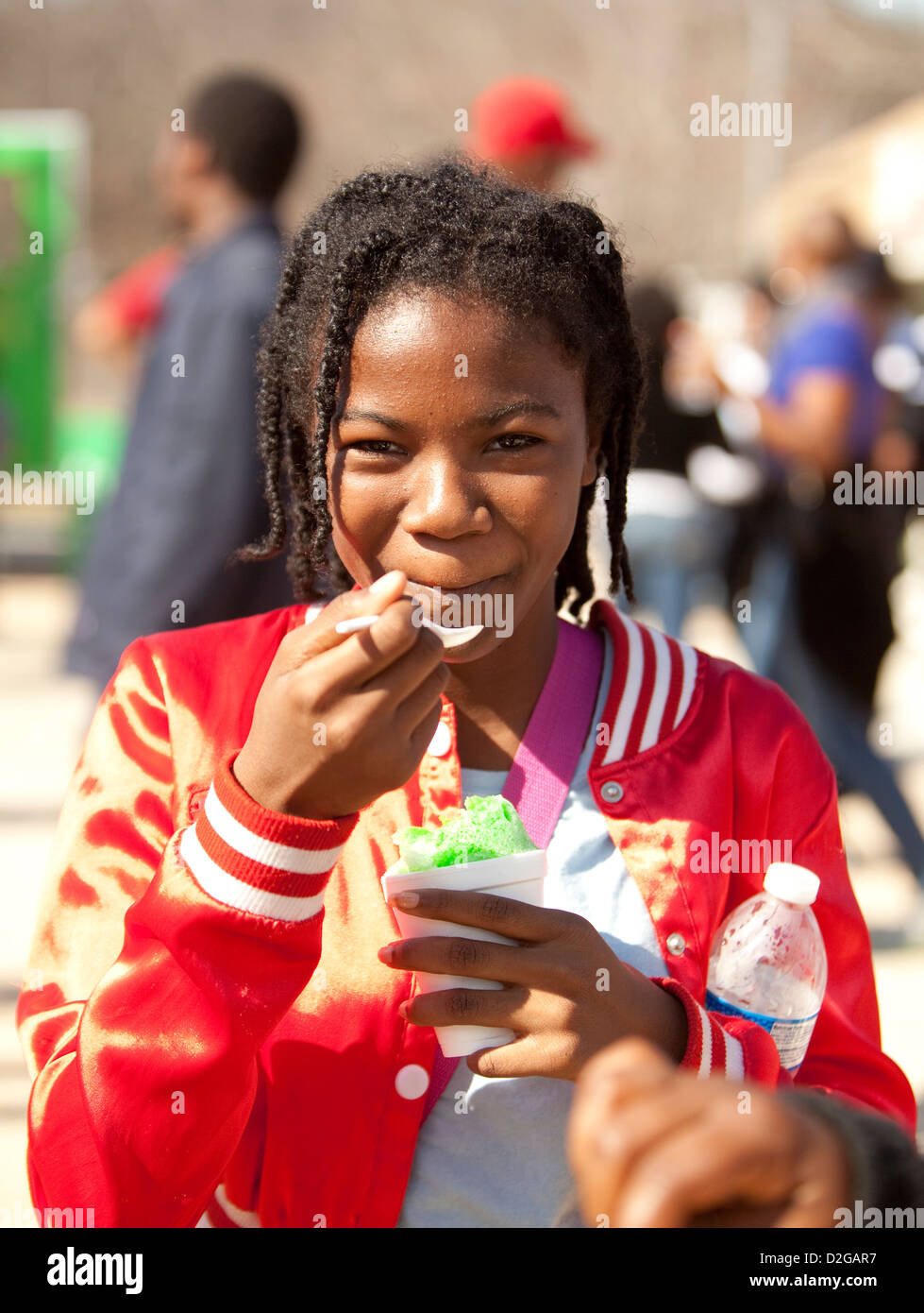 Outdoor-MLK-Festival in Texas beinhaltet Essen, Tanz und Information Stände Stockfoto