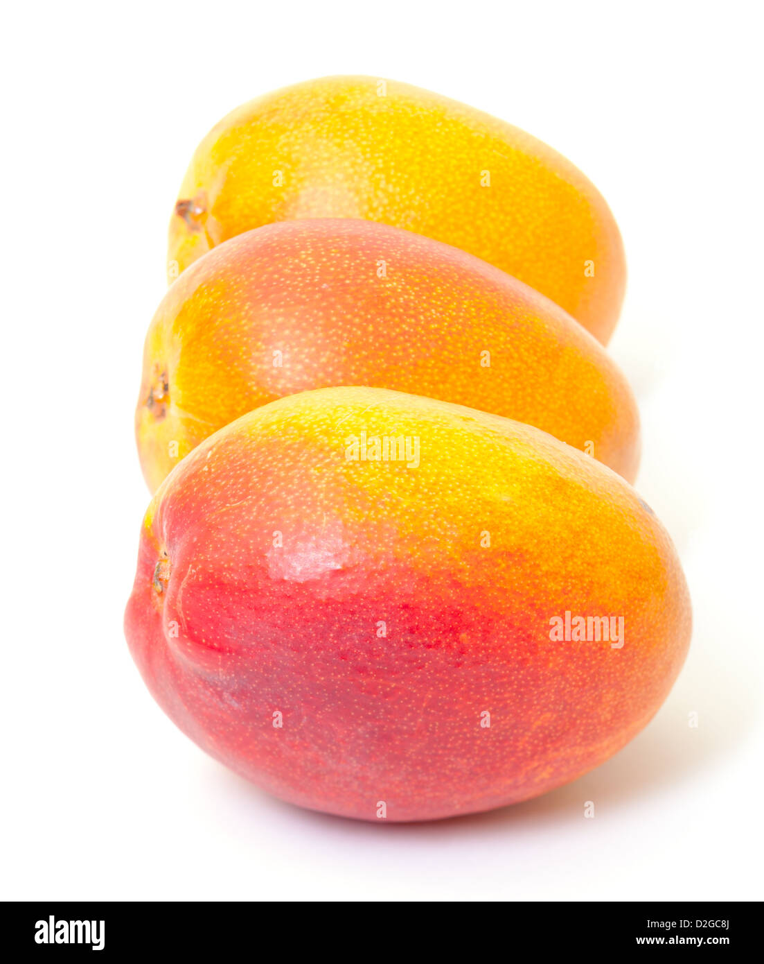 Einige frische Mango auf weißem Hintergrund Stockfoto