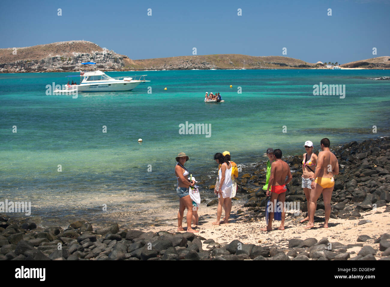 Ein Blick auf Santa Barbara Island von Siriba Insel Stockfoto