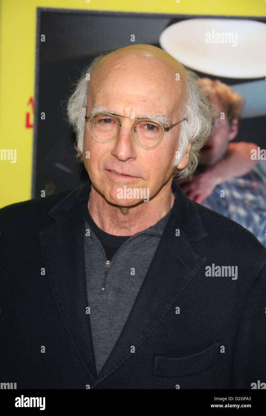 US-Schauspieler und Schriftsteller Larry David kommt für die Premiere des Films "Film 43" in Hollywoods Grauman Chinese Theatre in Los Angeles, USA, 23. Januar 2013. Foto: Hubert Boesl Stockfoto