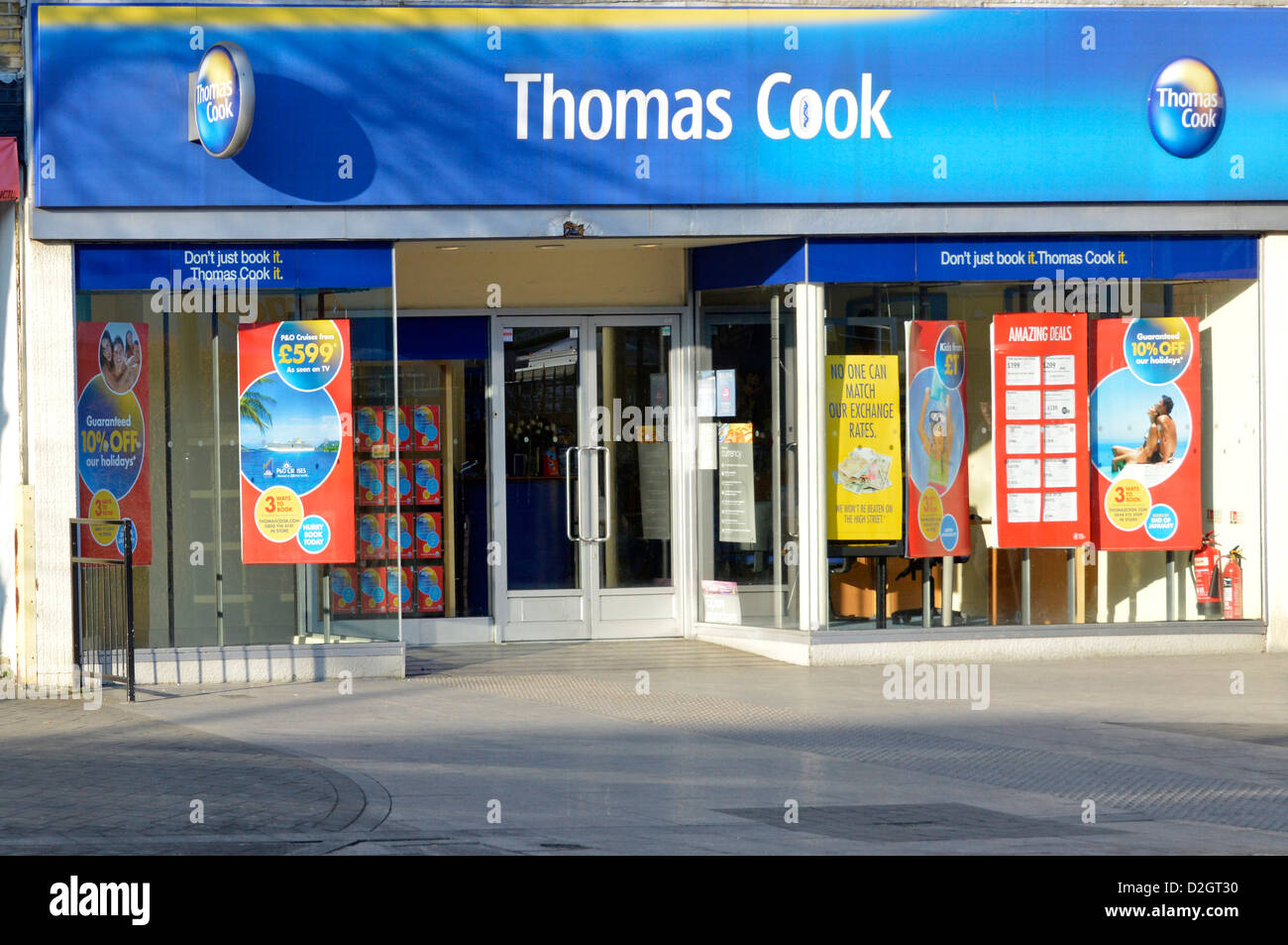 Reisebüro Thomas Cook speichern Frontscheibe shop Stockfoto